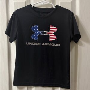 Boys Under Armour Black Tee with Flag Design